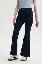 Jeans Mujer Flare Azul Oscuro