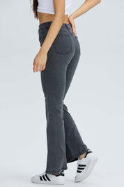 Jeans Mujer Flare Detalle Gris
