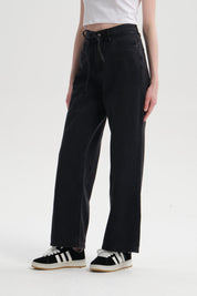 Jeans Mujer Calce Recto Lazo Negro