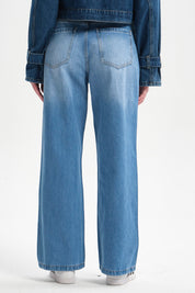 Jeans Mujer Ajuste Cintura Azul Claro