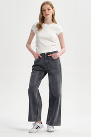 Jeans Mujer Ajuste Cintura Gris