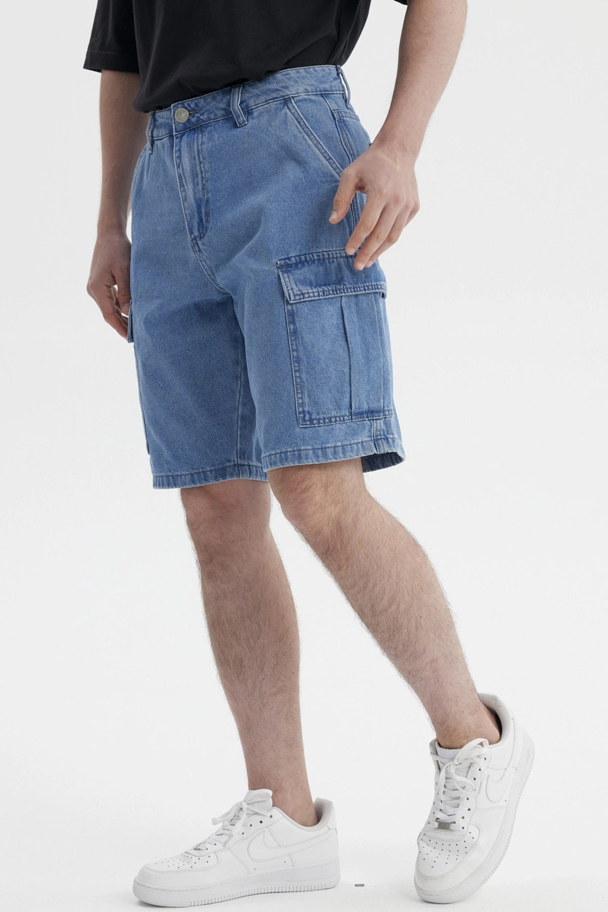 Bermuda Hombre Hilo Contraste Azul