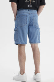 Bermuda Hombre Hilo Contraste Azul