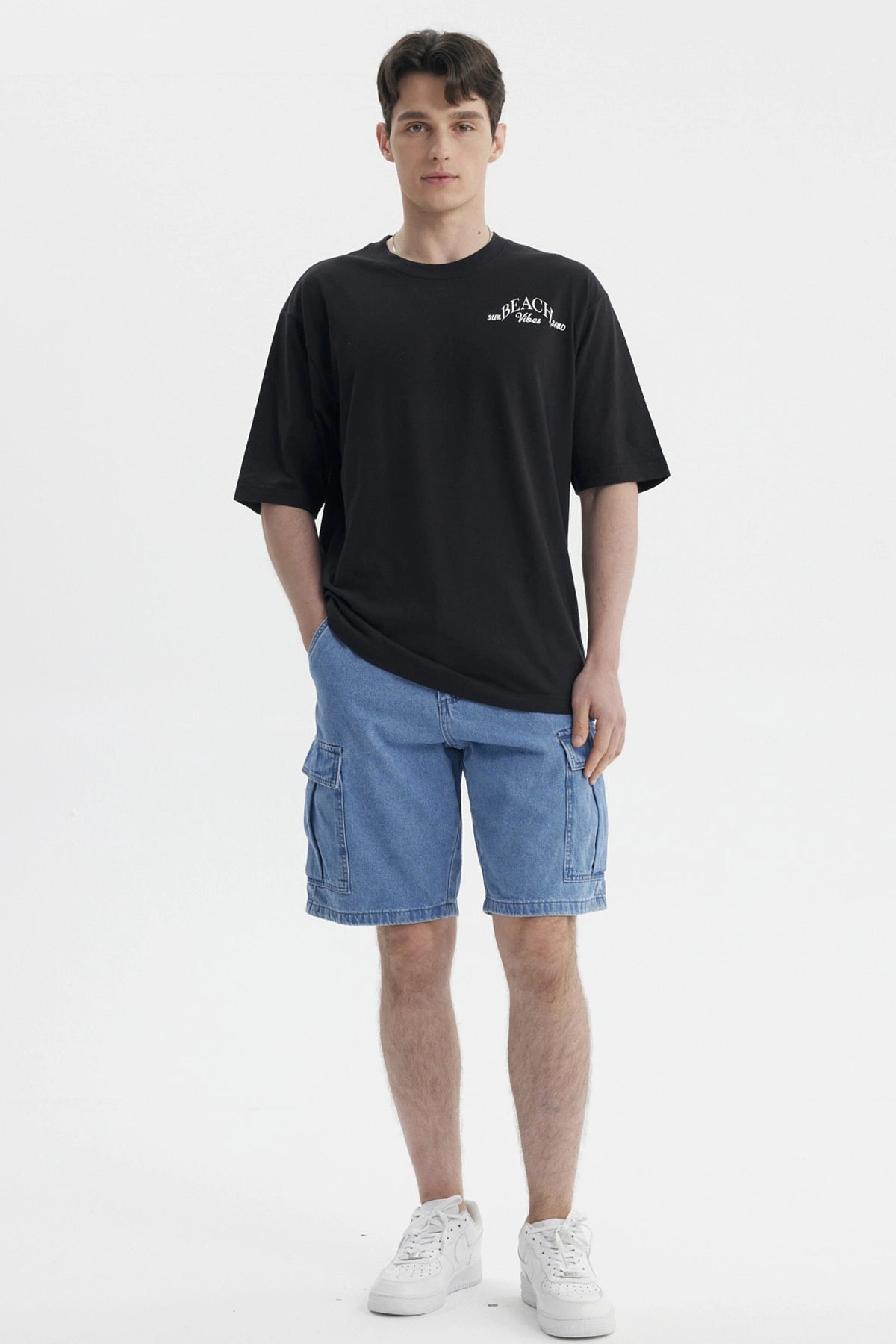 Bermuda Hombre Hilo Contraste Azul