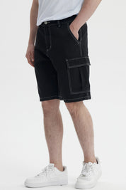 Bermuda Hombre Hilo Contraste Negro