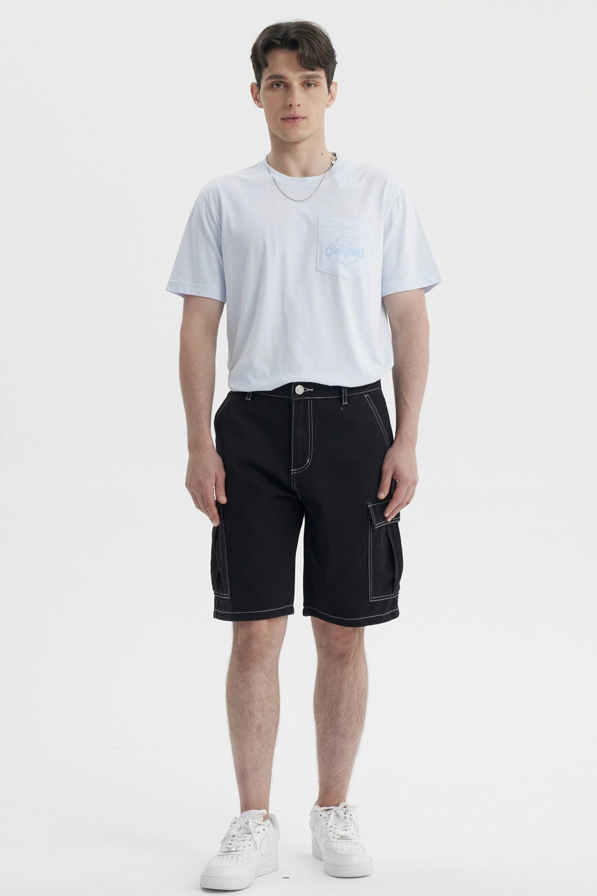 Bermuda Hombre Hilo Contraste Negro