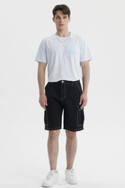 Bermuda Hombre Hilo Contraste Negro