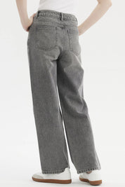 Jeans Mujer Calce Recto Gris