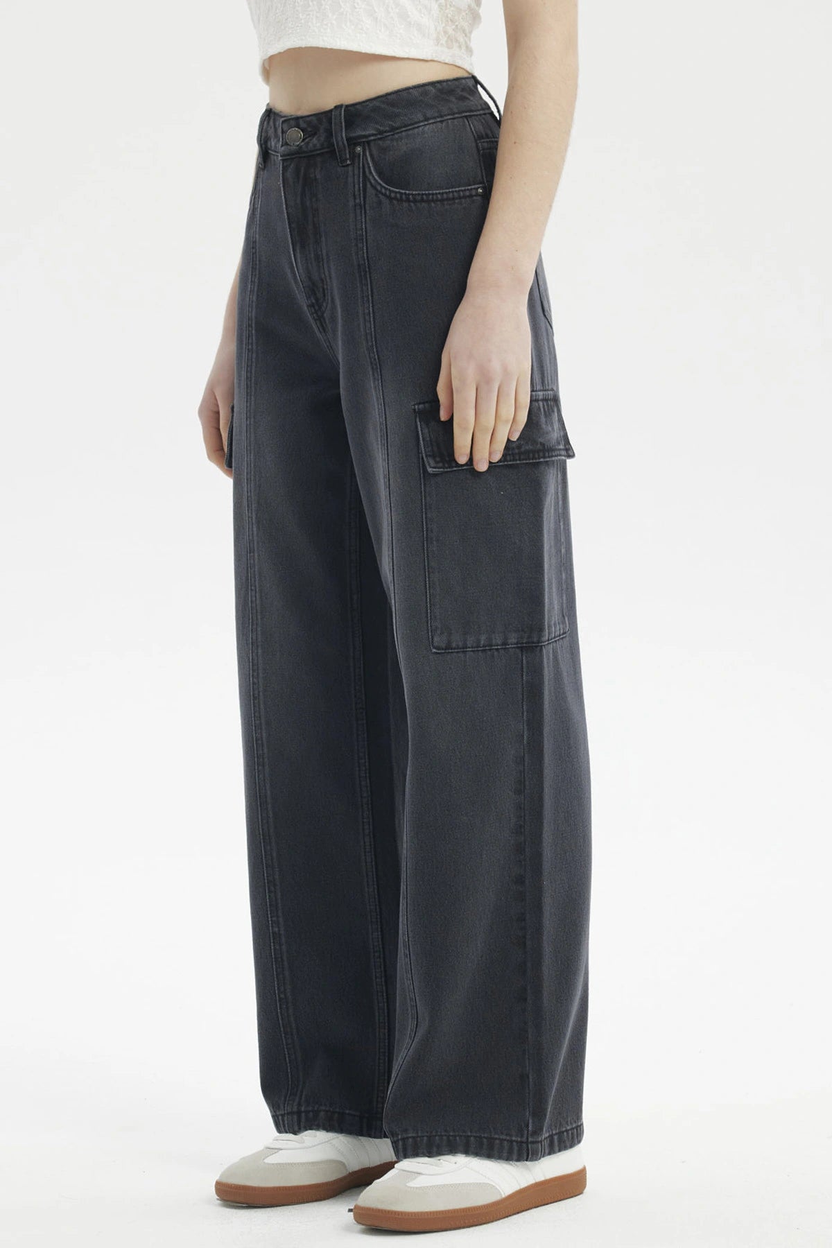 Jeans Mujer Moda Baggy Cargo Negro