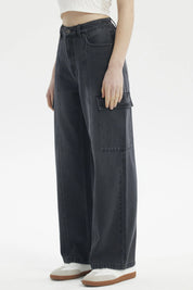 Jeans Mujer Moda Baggy Cargo Negro