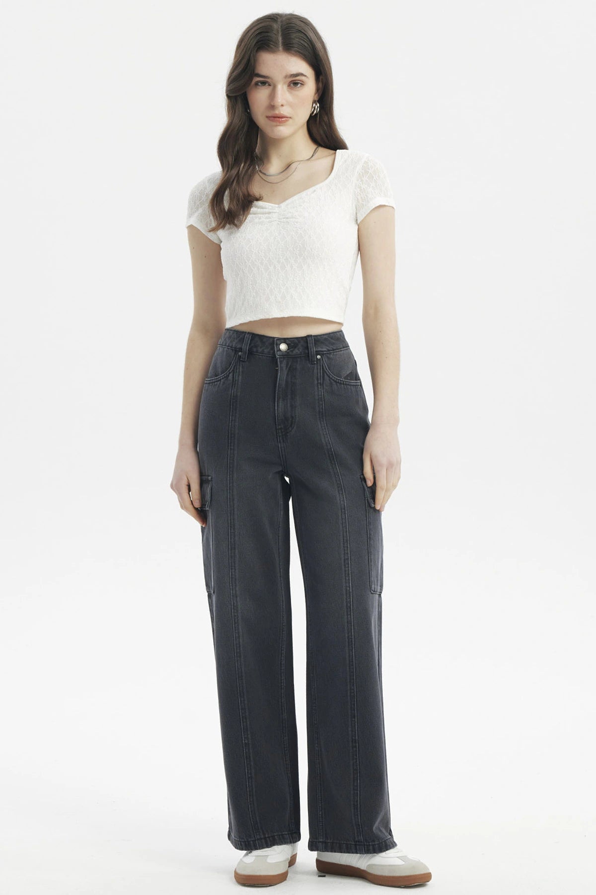 Jeans Mujer Moda Baggy Cargo Negro