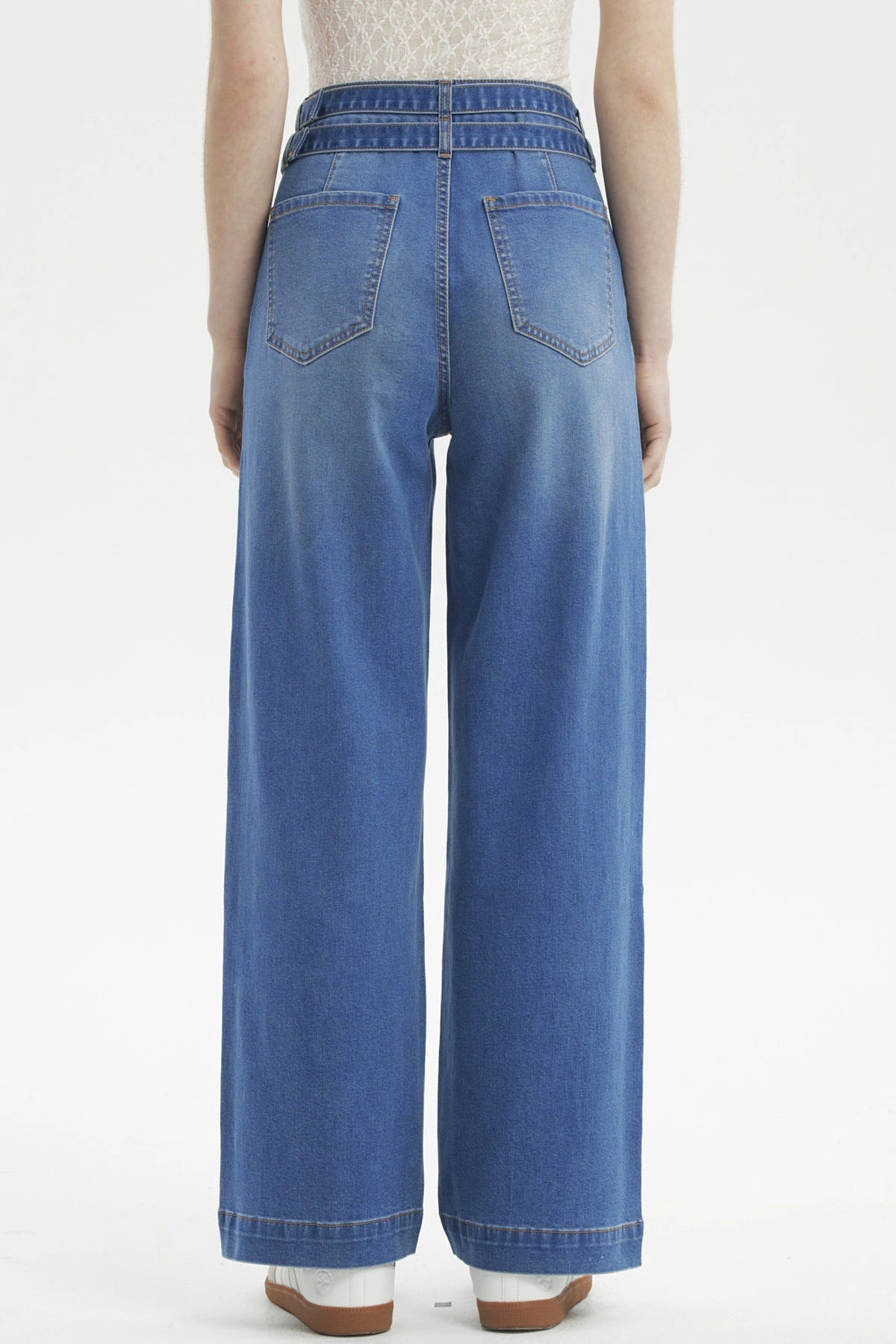 Jeans Mujer Calce Recto Doble Cintura Azul Oscuro