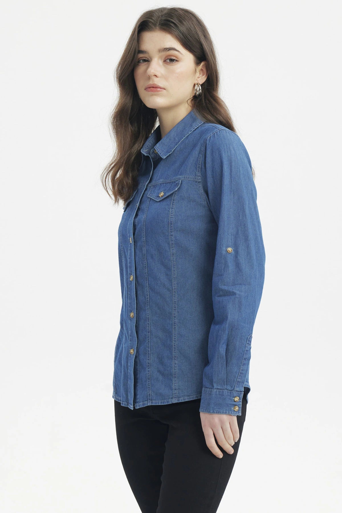 Blusa Mujer Cortes Azul