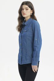 Blusa Mujer Cortes Azul