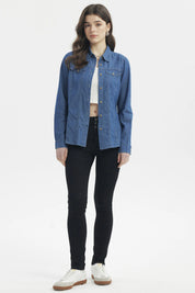 Blusa Mujer Cortes Azul