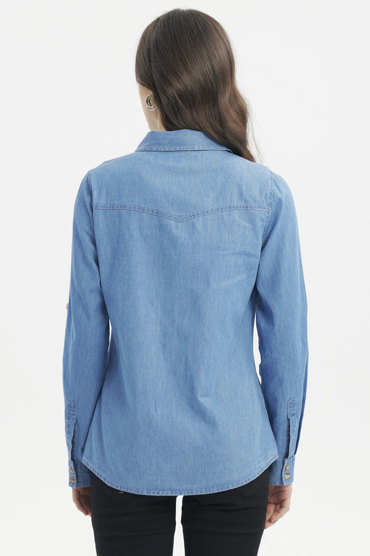Blusa Mujer Cortes Azul Claro