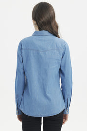 Blusa Mujer Cortes Azul Claro