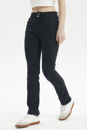 Jeans Mujer Flo Calce Recto Negro