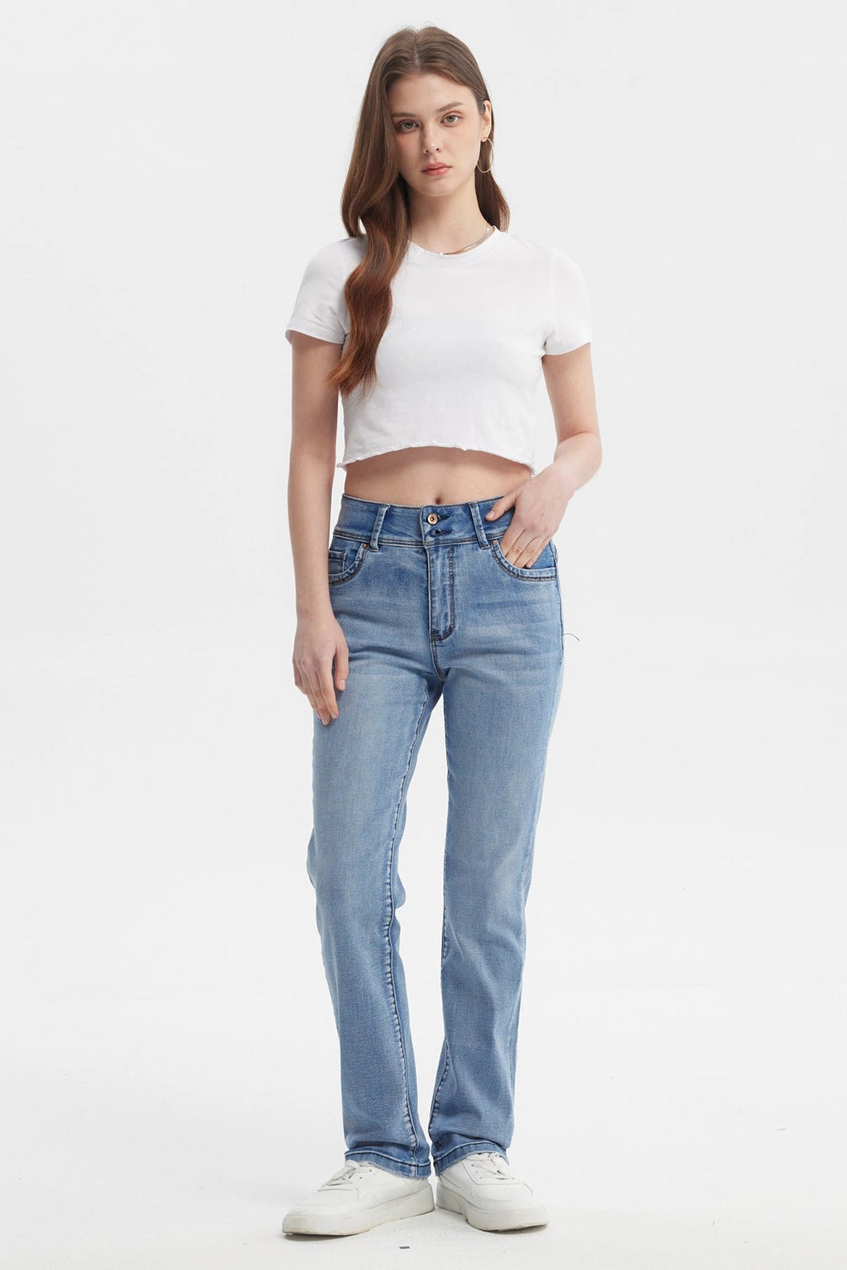 Jeans Mujer Flo Calce Recto Azul
