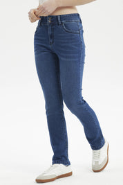 Jeans Mujer Flo Calce Recto Azul Oscuro