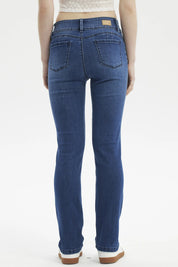 Jeans Mujer Flo Calce Recto Azul Oscuro