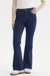Jeans Mujer Flare Monse Azul Oscuro