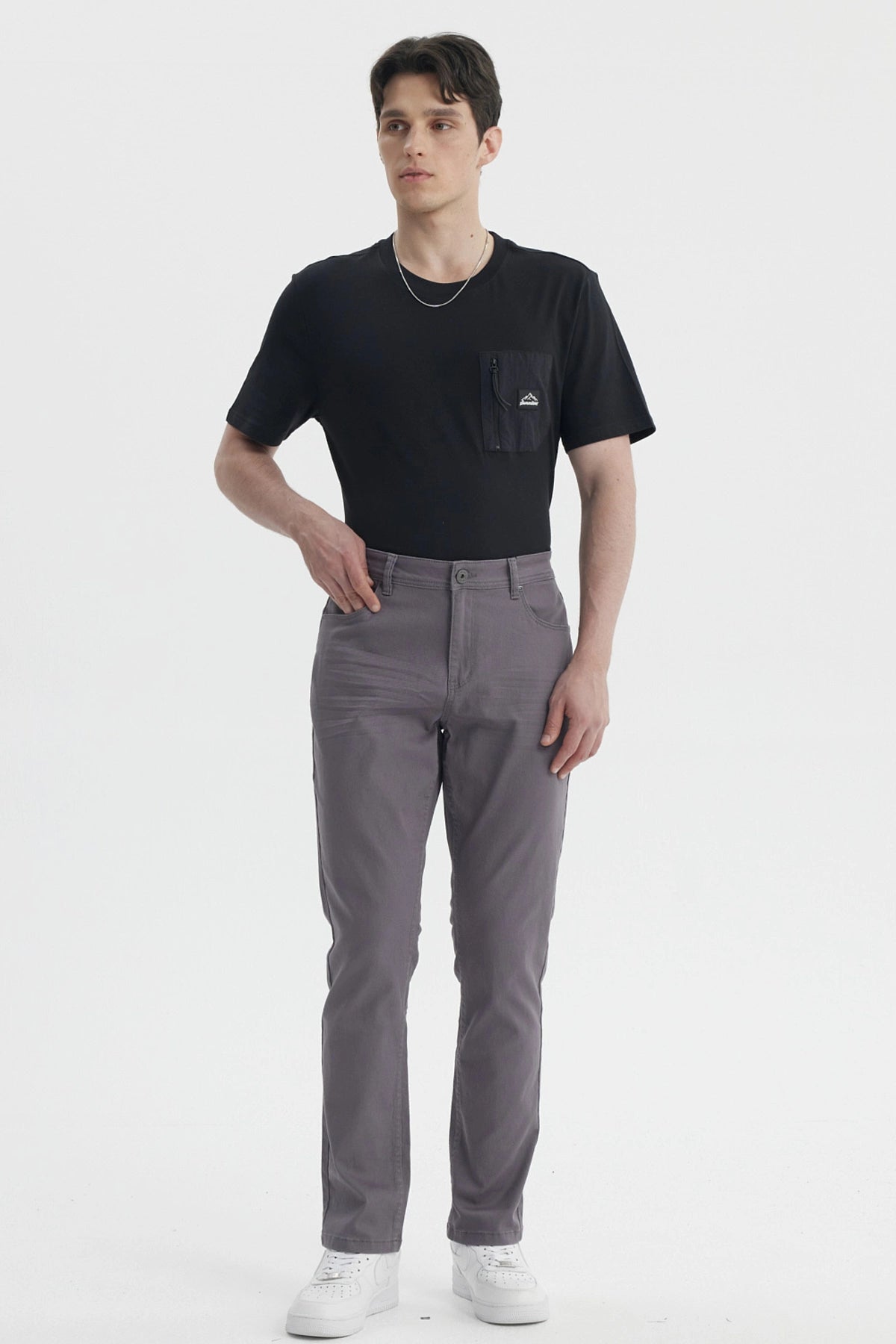 Jeans Hombre Slim Color Gris