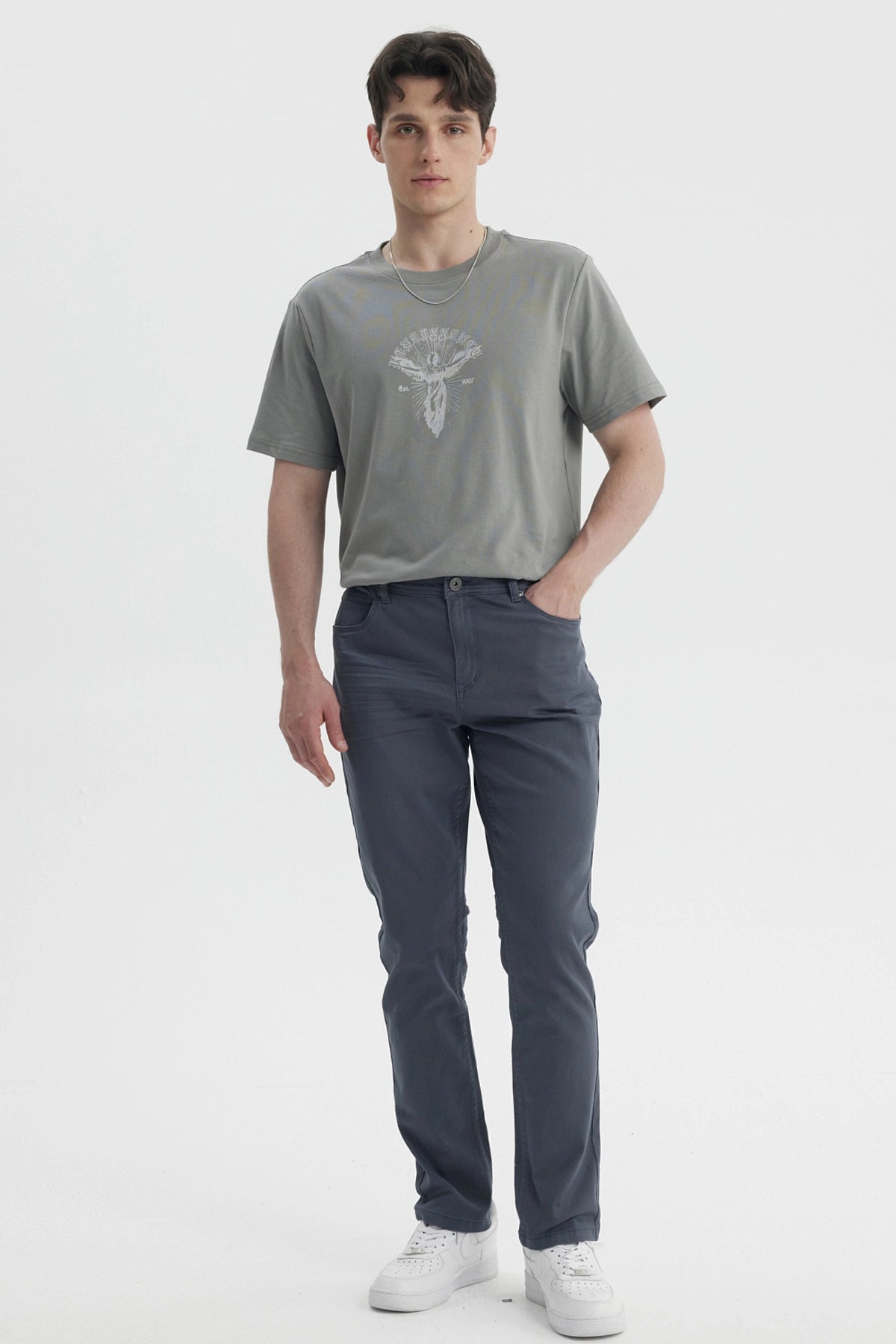 Jeans Hombre Slim Color Petroleo