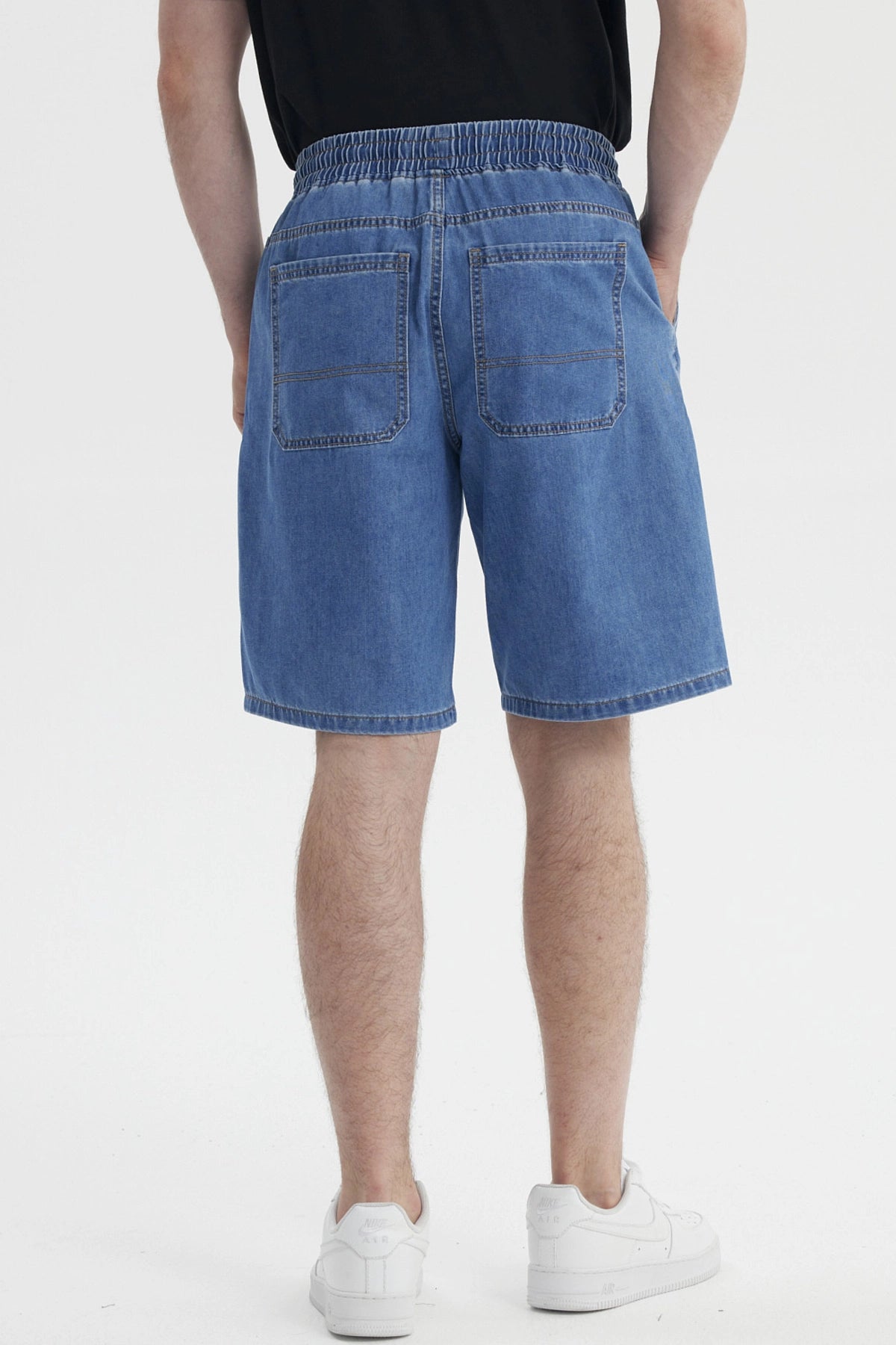 Bermuda Hombre Recto Pieza Costado Azul