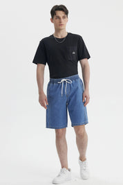 Bermuda Hombre Recto Pieza Costado Azul