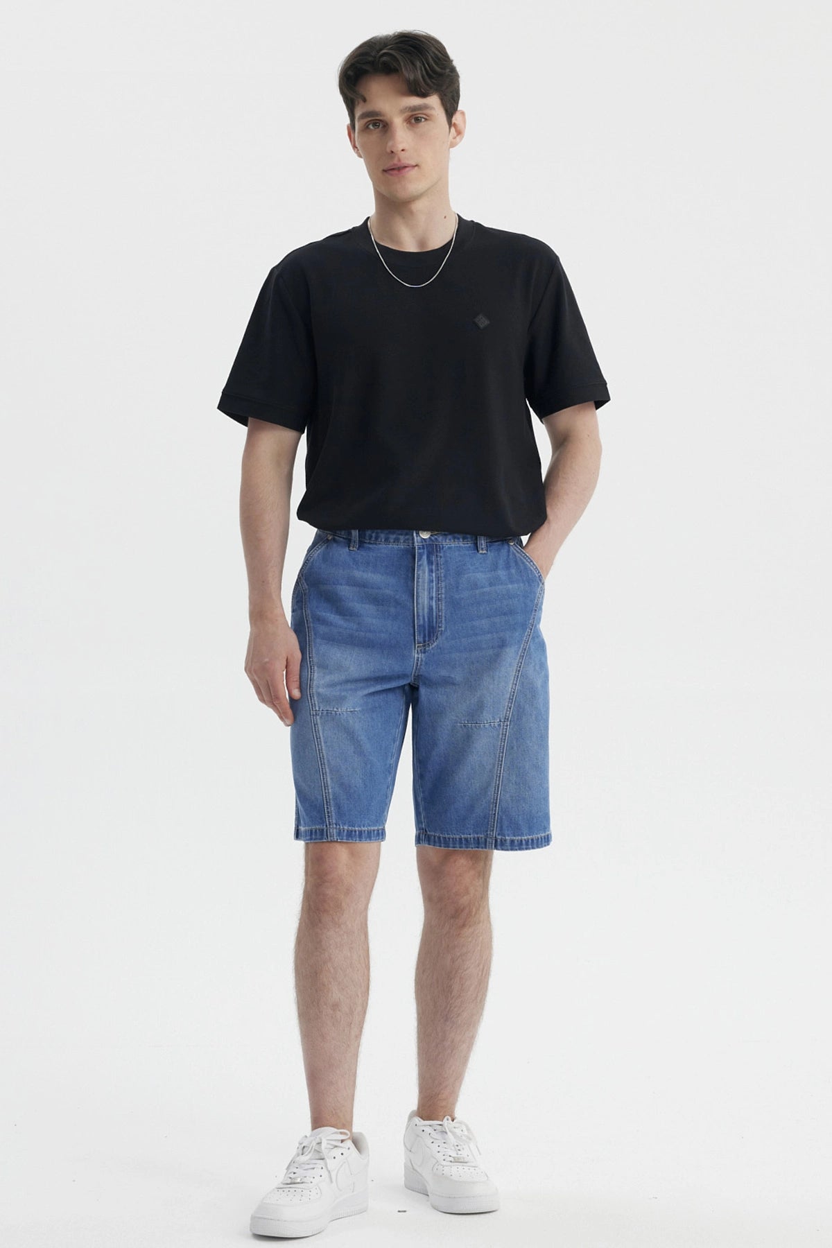 Bermuda Hombre Relajado Cortes Azul