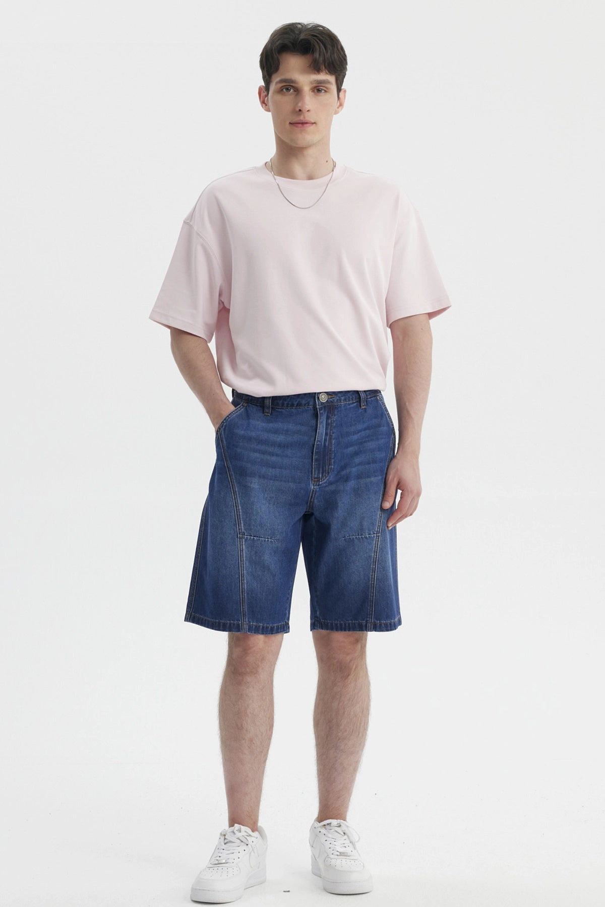 Bermuda Hombre Relajado Cortes Azul Oscuro