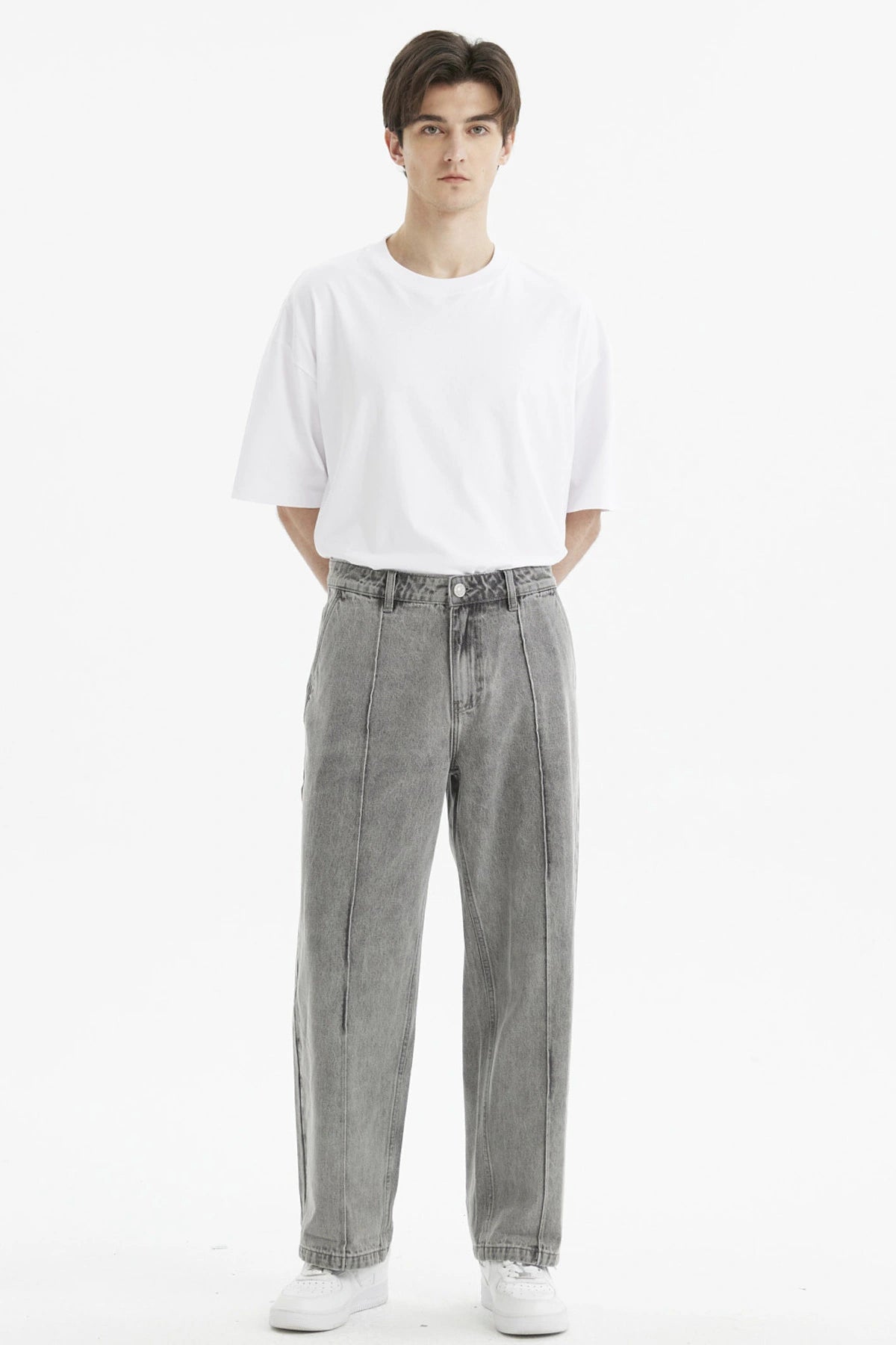 Jeans Hombre Baggy Linea Gris Claro