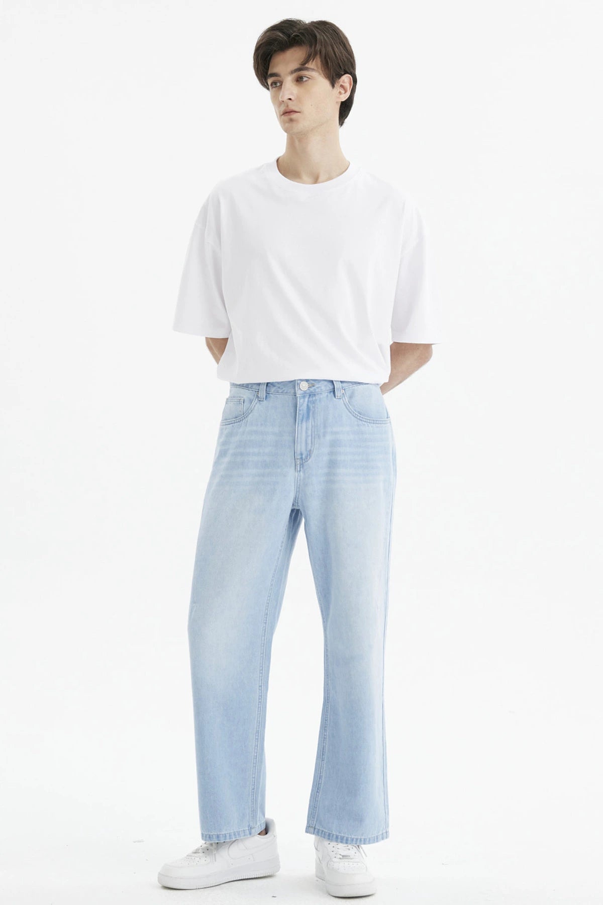 Jeans Hombre Calce Recto Pinza Azul Claro