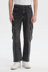 Jeans Cargo Calce Recto Hombre Gris