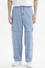 Jeans Hombre Baggy Cargo Azul Claro
