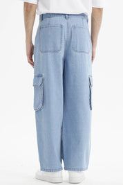 Jeans Hombre Baggy Cargo Azul Claro