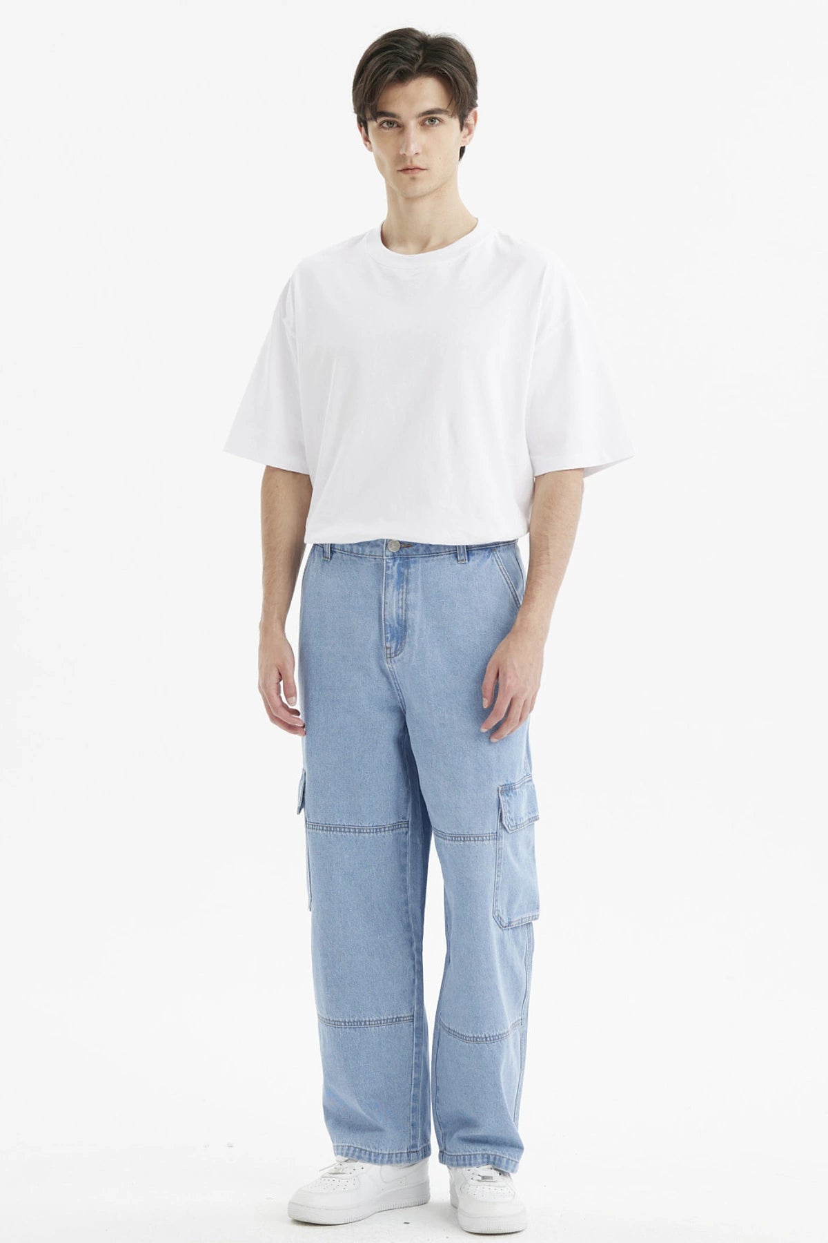 Jeans Hombre Baggy Cargo Azul Claro