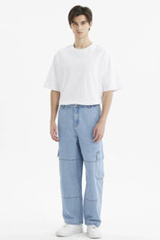 Jeans Hombre Baggy Cargo Azul Claro
