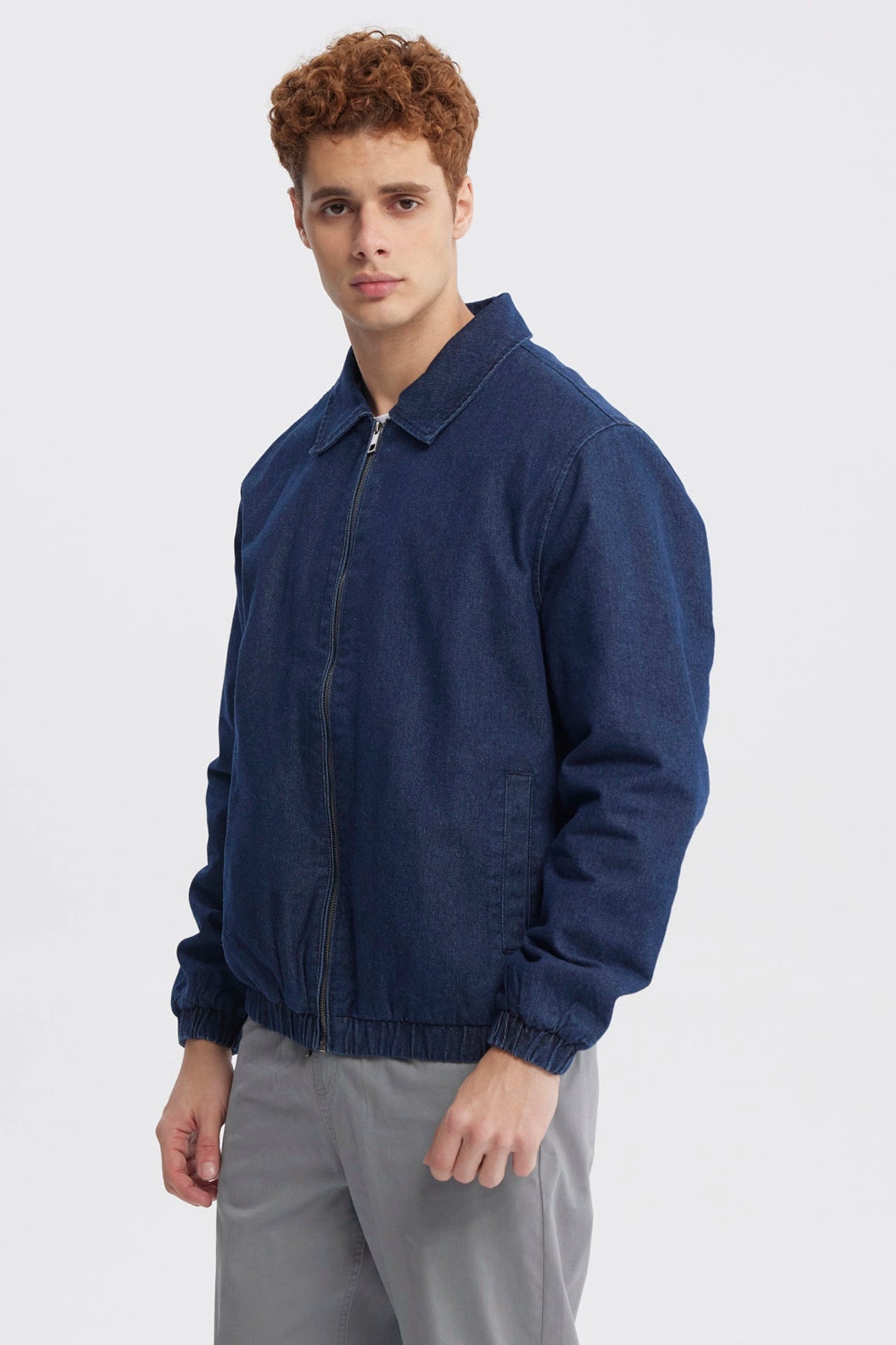 Chaqueta Hombre Cuello Camisero Azul