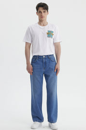 Jeans Hombre Calce Recto Lavado Azul