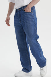 Jeans Hombre Calce Recto Lavado Azul Oscuro