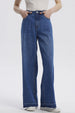 Jeans Mujer Moda Wide Leg Azul Oscuro