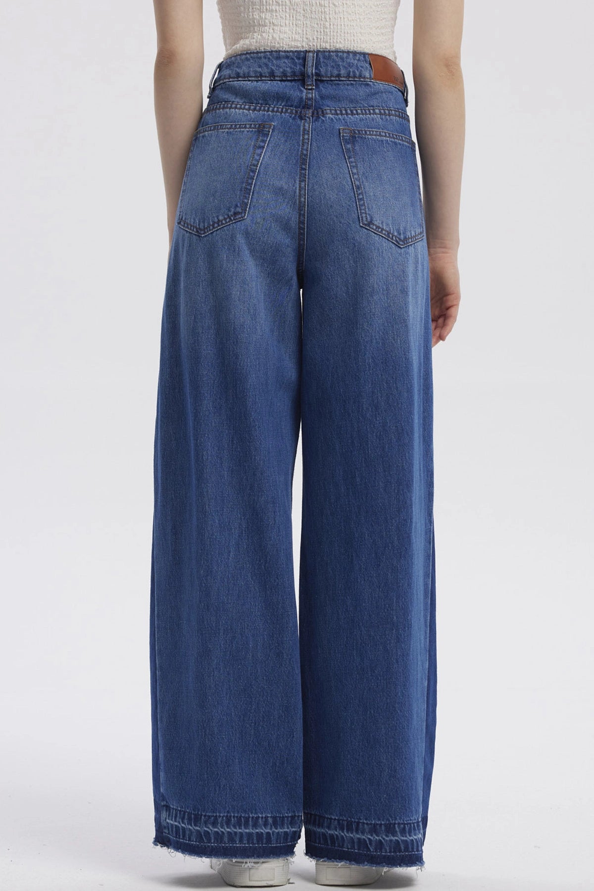 Jeans Mujer Moda Wide Leg Azul Oscuro