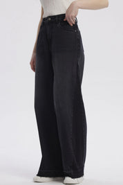 Jeans Mujer Moda Wide Leg Negro