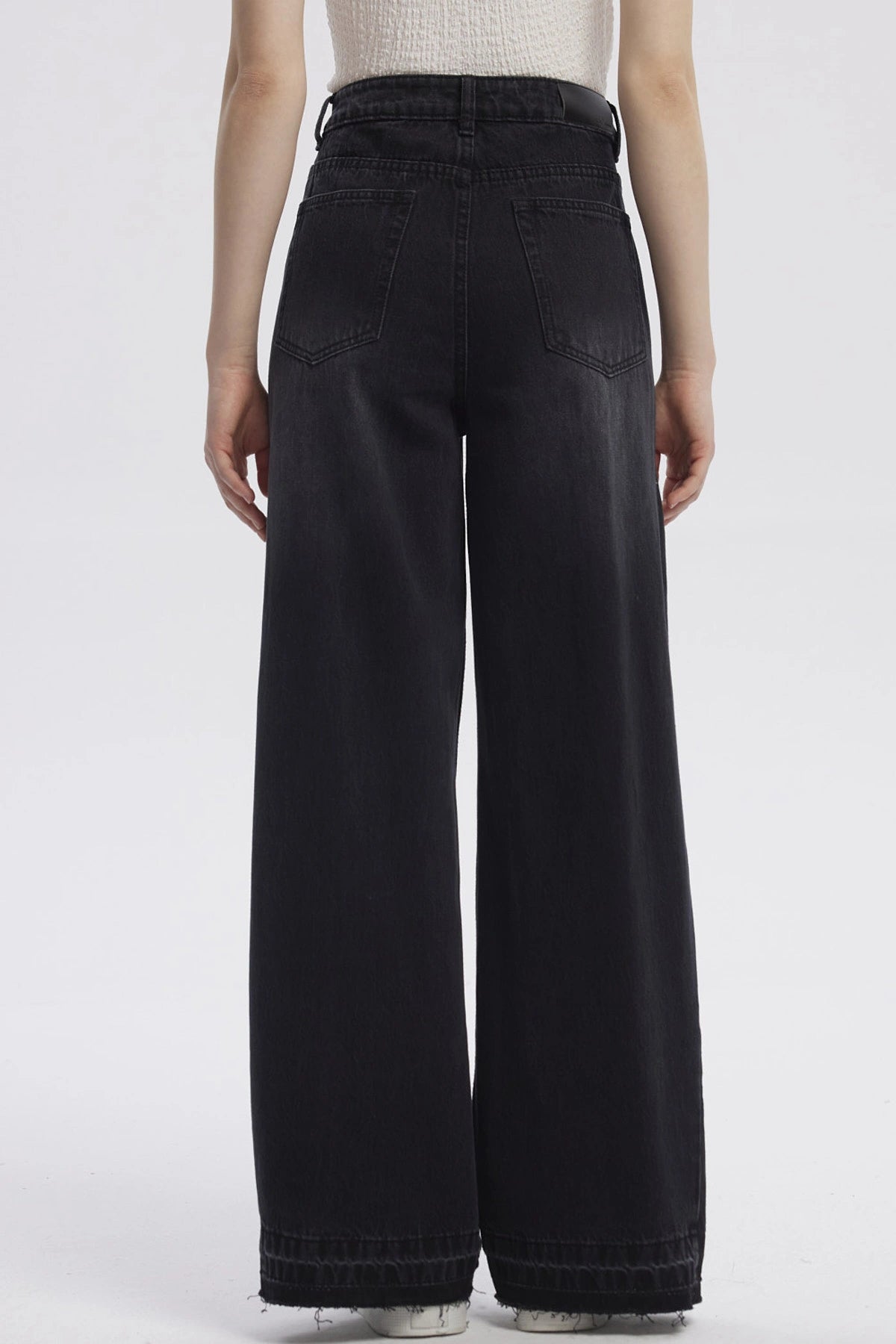 Jeans Mujer Moda Wide Leg Negro