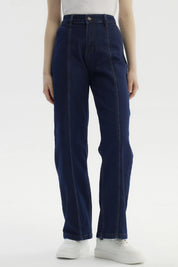Jeans Mujer Calce Recto Azul Oscuro