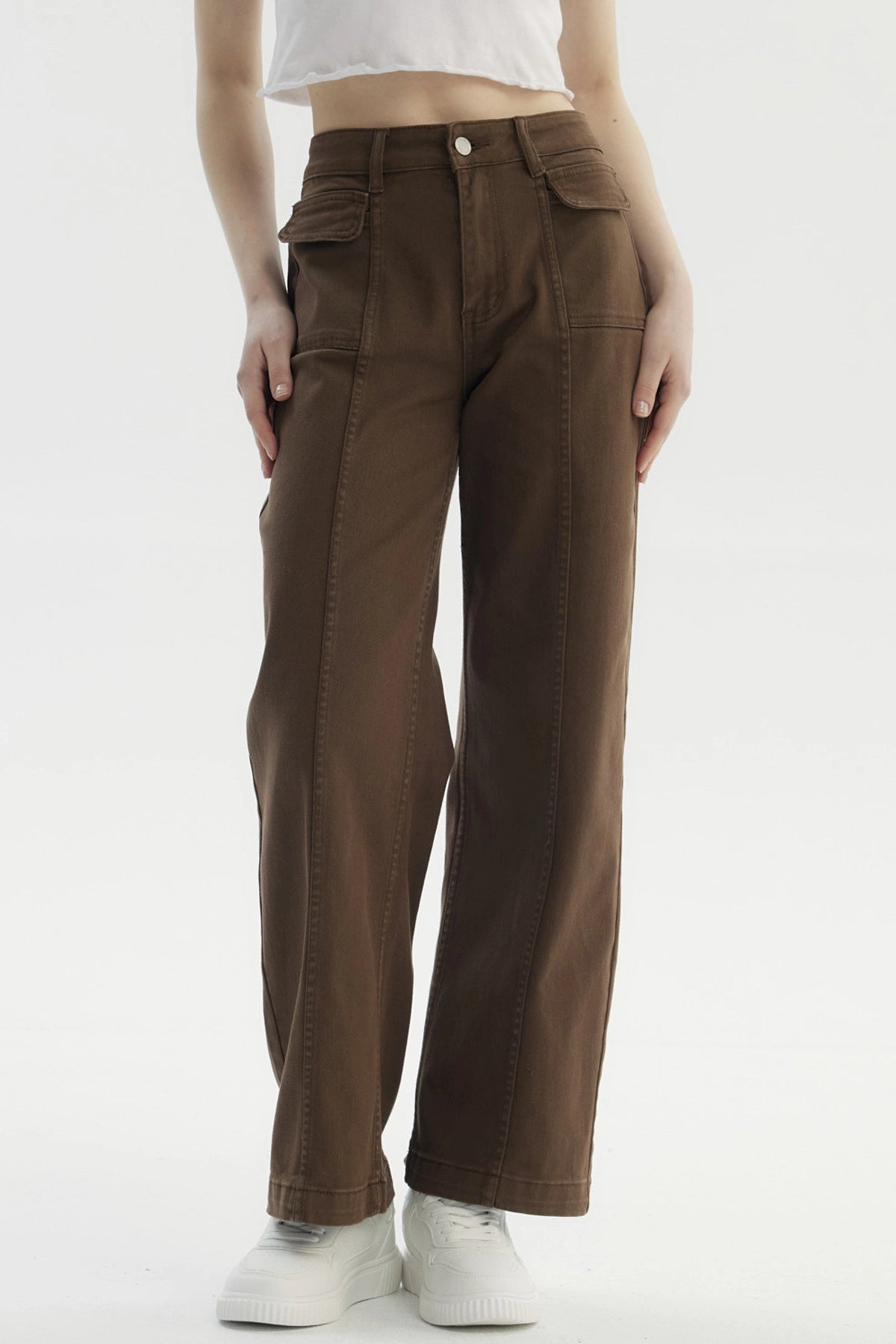 Jeans Mujer Baggy Moda Café