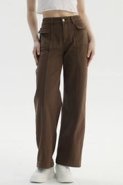 Jeans Mujer Baggy Moda Café