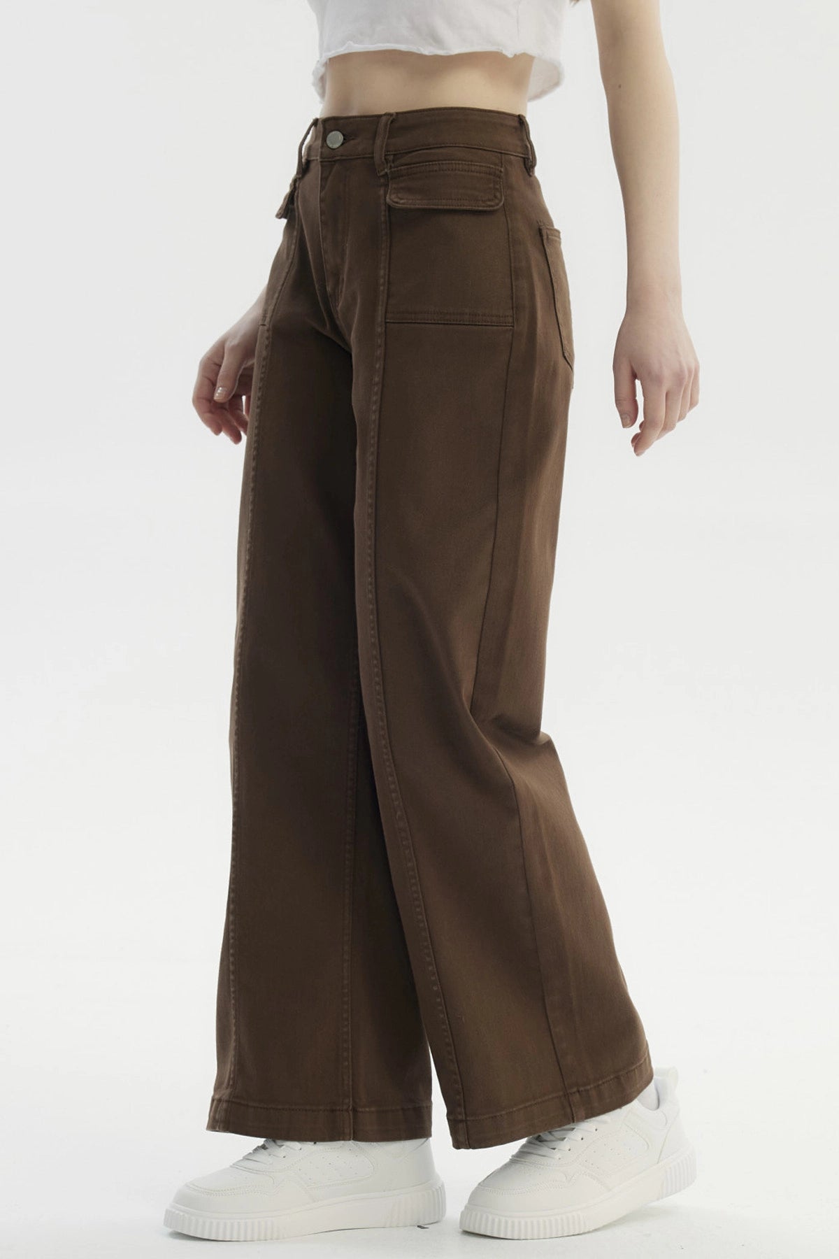 Jeans Mujer Baggy Moda Café